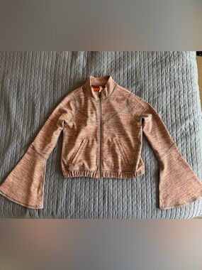 Free People Womens Zip-Front Bell Sleeve Jacket - Peach Heather